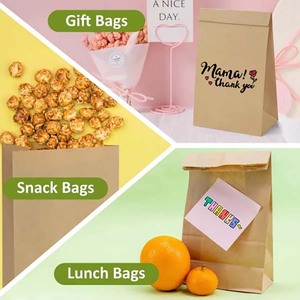 Tùy chỉnh in ấn Brown <span class=keywords><strong>Craft</strong></span> kraft giấy Quà Tặng thực phẩm Takeaway túi giấy với logo riêng của bạn sac En papier Kraft - Product Image 4