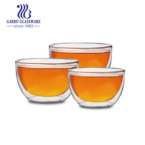 Glass Bowl Wholesale Double Layer 5inch/600ml Borosilicate Glass Bowl For Food Fruit Salad
