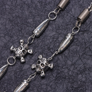 Cadena de cintura con diseño de calavera de aleación de zinc, estilo Hip Hop, accesorio decorativo para pantalones, de una sola capa, color blanco K, con diseño de bala - Product Image 4