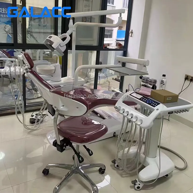 Peralatan Dental Gaya Modis Kursi Dental dengan Fungsi Implan Dasar Stabil Model Tingkat Tinggi Set Unit Integral