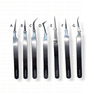 Pinzas de extensión de pestañas de acero inoxidable con etiqueta privada, Punta puntiaguda probada a mano, herramienta de belleza de aislamiento de volumen clásico - Product Image 1