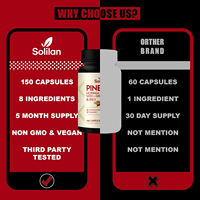 Capsules d'extrait végétal de Solilan en gros, marque OEM et marque privée, à base de croûte de pin naturelle, de moringa et de pépins de raisin avec ashwagandha