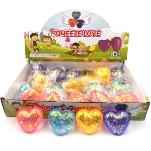 Factory Wholesale TPR Glitter Heart Shaped Maltose Stress Relief Decompression Sensory <b>Squeeze</b> Toy for Kids Boys and Girls - Product Image 6