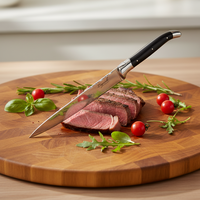 Ensemble de couteaux de cuisine à manche en bois, en acier inoxydable, Santoku, utilitaire, à éplucher, à steak, Laguiole, résistant au lave-vaisselle