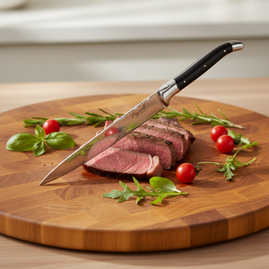 Ensemble de couteaux de cuisine à manche en bois, en acier inoxydable, Santoku, utilitaire, à éplucher, à steak, Laguiole, résistant au lave-vaisselle - Product Image 3
