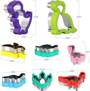 Ensemble de découpoirs à <span class=keywords><strong>biscuits</strong></span> en acier inoxydable et plastique en forme de dinosaure pour la pâtisserie en cuisine - Product Image 3