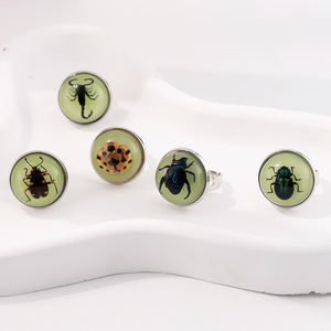 Светящееся в темноте настоящее насекомое в смоле регулируемое кольцо скорпиона из нержавеющей стали Подарочное ювелирное изделие из смолы светящийся скорпион - Product Image 4