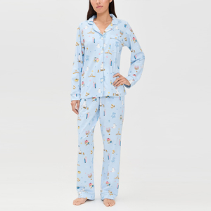 <span class=keywords><strong>Pigiama</strong></span> da Donna in <span class=keywords><strong>Cotone</strong></span> Biologico, Set PJ Classico Sostenibile, Abbigliamento da Notte Personalizzato, Completo Loungewear da Donna con Maniche Lunghe - Product Image 2