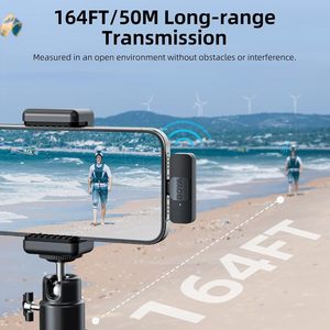 Microphone cravate cardioïde sans fil BY-10 pour <span class=keywords><strong>iPhone</strong></span> 15/16/Samsung/TECNO/REDMI Appareils Type-C - Enregistrement vidéo Streaming - Product Image 3