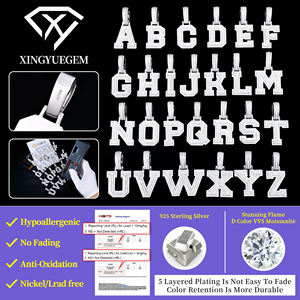 Colgante de Plata de Ley 925 con Baño de Oro Blanco y Moissanita VVS, Personalizado con Iniciales de la A a la Z, Estilo Hip Hop, Certificado por GRA - Product Image 3