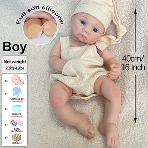 Silikon Baby puppe 16 Zoll Open Mouth Reborn Infant Lebensechte Neugeborene Junge Neujahrs geschenk - Product Image 6