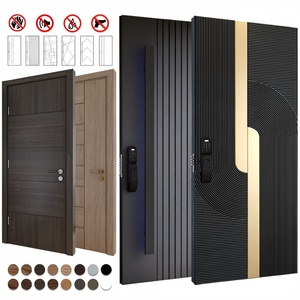 Portes d'entrée modernes en aluminium noir anti-effraction pour maison, villa, appartement, condo, Guangdong BASEN Professional Door - Product Image 4