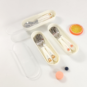 Boîte à couverts portable en acier inoxydable pour enfants, fourchette, cuillère, cuillère pour <span class=keywords><strong>bébé</strong></span>, cuillère pour aliments pour <span class=keywords><strong>bébé</strong></span>, cuillère d'apprentissage pour <span class=keywords><strong>repas</strong></span> avec boîte - Product Image 2