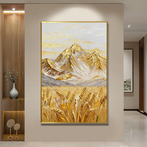 Golden Mountain Oil <b>Painting</b> Hand Painted <b>Framed</b> Impressionism Landscape Art <b>For</b> Living Room Entrance Hall Decor - Product Image 2