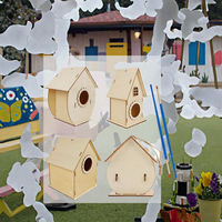Kit de décoration de jardin d'extérieur pour enfants, nichoir et cage à oiseaux en bois à peindre soi-même, à suspendre