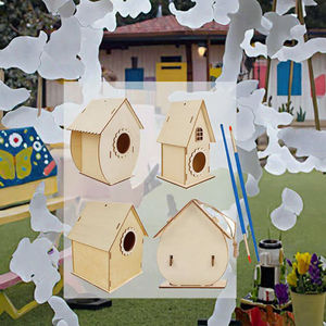 <span class=keywords><strong>Casa</strong></span> para Pájaros de <span class=keywords><strong>Madera</strong></span> para Pintar y Decorar, Juego de Graffiti para Niños, Decoración de Jardín para Colgar al Aire Libre - Product Image 3