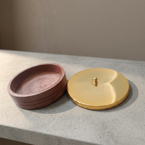 Round Mango Wood Eco-Friendly Casserole with Gold <b>Lid</b> Luxury Design Airtight Storage Kitchen Serveware - Product Image 1