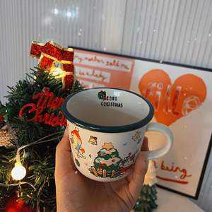 Fatto in casa carino gatto di <span class=keywords><strong>natale</strong></span> crema di ceramica tazza di ceramica gialla regalo tazza colazione tazza di caffè - Product Image 4