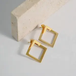 18K Gold Filled Square Studs Minimalist Geometric Earrings Simple Gold Studs Ideal Gifts For Her