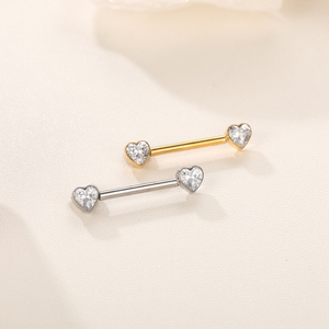<span class=keywords><strong>Piercing</strong></span> de Titanio con Barra Recta, Extremos de Corazón de Mariposa con Circonita Cúbica, Rosca Interna, Joyería Sexy para <span class=keywords><strong>Piercing</strong></span> de Pezón para Mujer - Product Image 5