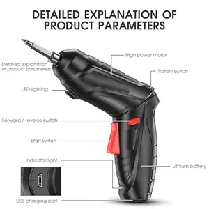 Destornillador Eléctrico Inalámbrico Profesional, 3.5NM de Torque, 220 RPM, 47 Puntas, Batería de 1300 mAh, Tornillo Máximo de 100 mm - Product Image 3
