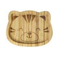 Assiette à ventouse en bambou bio en forme de chat mignon de dessin animé pour bébé, tout-petit et enfant