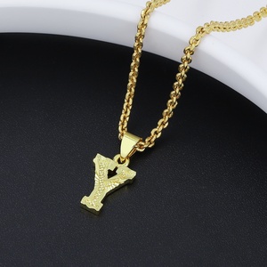 Collar con Colgante de 26 Letras Chapado en Oro de 24K JXX, Joyería de Latón para Niños - Product Image 3
