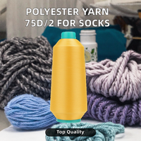 Fil DTY 100% Polyester Filé à la Main 75D/2 Teint Haute Élasticité Anti-boulochage pour Tricot Couture Tissage pour Chaussettes et Gants