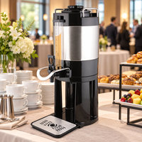 Distributeur de café thermique en acier inoxydable 4L (1 gallon) avec robinet extractible, support intégré et bac anti-gouttes amovible