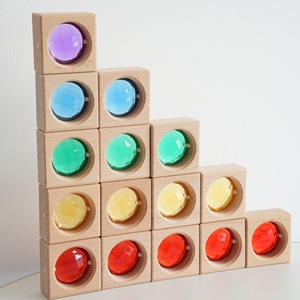 High-Transparent Acrylic Cube Gem Building <strong>Blocks</strong> DIY Wood Toys for Kids 5-7 Years Early Educational Sensory Rainbow Square Toys - Product Image 1