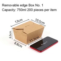 Caja de Papel Kraft Desechable para Comida para Llevar, Ensaladas de Frutas, Pollo Frito, Caja Rectangular Marrón Personalizable