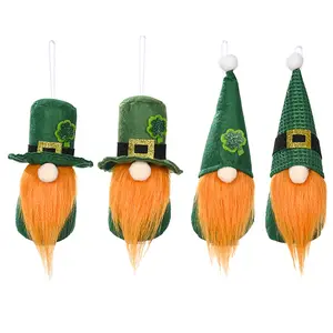 St Patrick's Day Gnomes Decorations Plush Leprechaun Doll Irish Green Shamrock Gift Swedish Tomte for Home Table Ornaments Decor