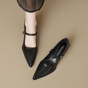 Eleganti Scarpe Mary Jane Nere - Tacco a Blocco <span class=keywords><strong>con</strong></span> Punta Affusolata e <span class=keywords><strong>Cinturino</strong></span> Regolabile, Stile Intramontabile per Uscite Quotidiane - Product Image 4
