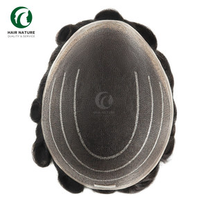 Postiche super fin en dentelle mono soudée pour hommes Postiche en cheveux humains indiens Postiche de remplacement pour hommes - Product Image 4