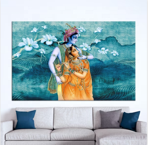 カスタム宗教的な壁の装飾ラダクリシュナ絵画女性有名な強化クリスタル磁器絵画シャインダイヤモンド - Product Image 4