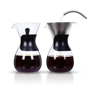 Cafetière à <span class=keywords><strong>filtre</strong></span> avec <span class=keywords><strong>filtre</strong></span> réutilisable en acier inoxydable, carafe à café en verre borosilicate, poignée de protection et couvercle - Product Image 1