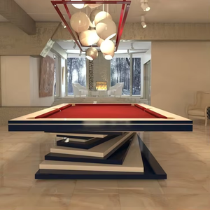 Table de billard professionnelle de luxe sur mesure <span class=keywords><strong>8</strong></span>/9 pieds - Table de billard moderne à 9 boules, pieds en bois massif, plateau en ardoise, poches en cuir véritable, acier inoxydable - Product Image 3