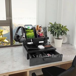Wooden Desktop Storage <b>Rack</b> 9.1x7.48x7.1inch Solid Wood Phone Holder Headphone <b>Glasses</b> Watch Organizer Home Office Use - Product Image 2