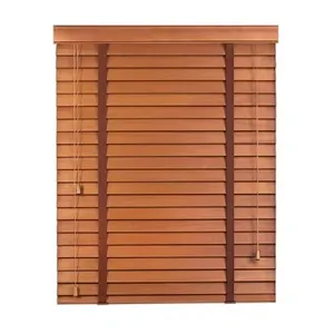 Wood Slats Shade pull cord wood blinds with string Paulownia Basswood Wooden Venetian blinds for windows