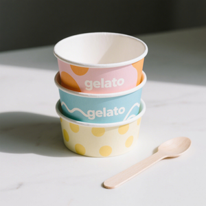 Gobelet en Carton de Glace <span class=keywords><strong>Jetable</strong></span> de Haute Qualité, Grandes et Petites Tailles, pour Boissons et Desserts, avec Logo Personnalisé et Couvercles - Product Image 5