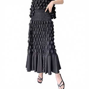 Women's Spring A-Line Midi <b>Skirt</b> Casual <b>Elastic</b> Waist Solid Color Chiffon Polyester Woven Natural In-Stock Items - Product Image 3