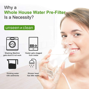Pré-filtre avec régulateur de pression, jauge/connecteur d'eau de robinet 1 "et adaptateur à 3/4" et 1/2 ", filtre à sédiments d'intérieur - Product Image 6