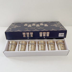 En stock, Moyen-Orient, arabe, écologique, ensemble de 12 verres à thé marocains, design de luxe léger, fleurs cuites à haute température - Product Image 6