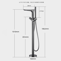 Robinet de baignoire sur pied à double poignée, rond, doré, avec douchette à main, ensemble de douche thermostatique pour salle de bain