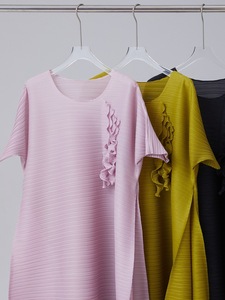 PY Nueva Llegada, Vestido Elegante Plisado Miyake con Volantes Laterales, Cuello Redondo Holgado, Tallas Grandes, Ropa de Mujer al por Mayor - Product Image 3