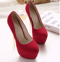 Chaussures à plateforme en velours pour femmes, escarpins à talons aiguilles de grande taille 16 CM, chaussures à talons hauts Sexy pour dames