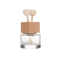 Vente directe usine – Diffuseur de voiture suspendu en verre de 8 ml – Bouteille vide unique en verre rechargeable avec couvercle en bois