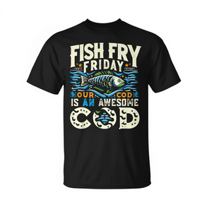 Viernes de Pescado: Nuestra Camiseta Católica con Estampado de Bacalao Es Genial - Product Image 2