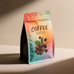 Sachet de café personnalisé en aluminium imprimé avec fermeture à glissière, fond plat, valve d'air, pochette d'emballage de café haute barrière en PE blanc - Product Image 6