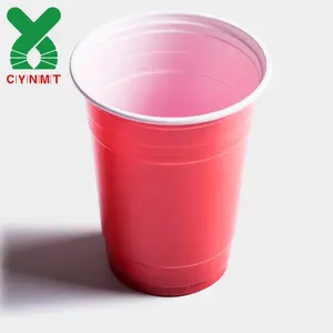 Parti bardakları 16oz çift renkli bira pong kırmızı içme bardağı plastik PS tek kullanımlık